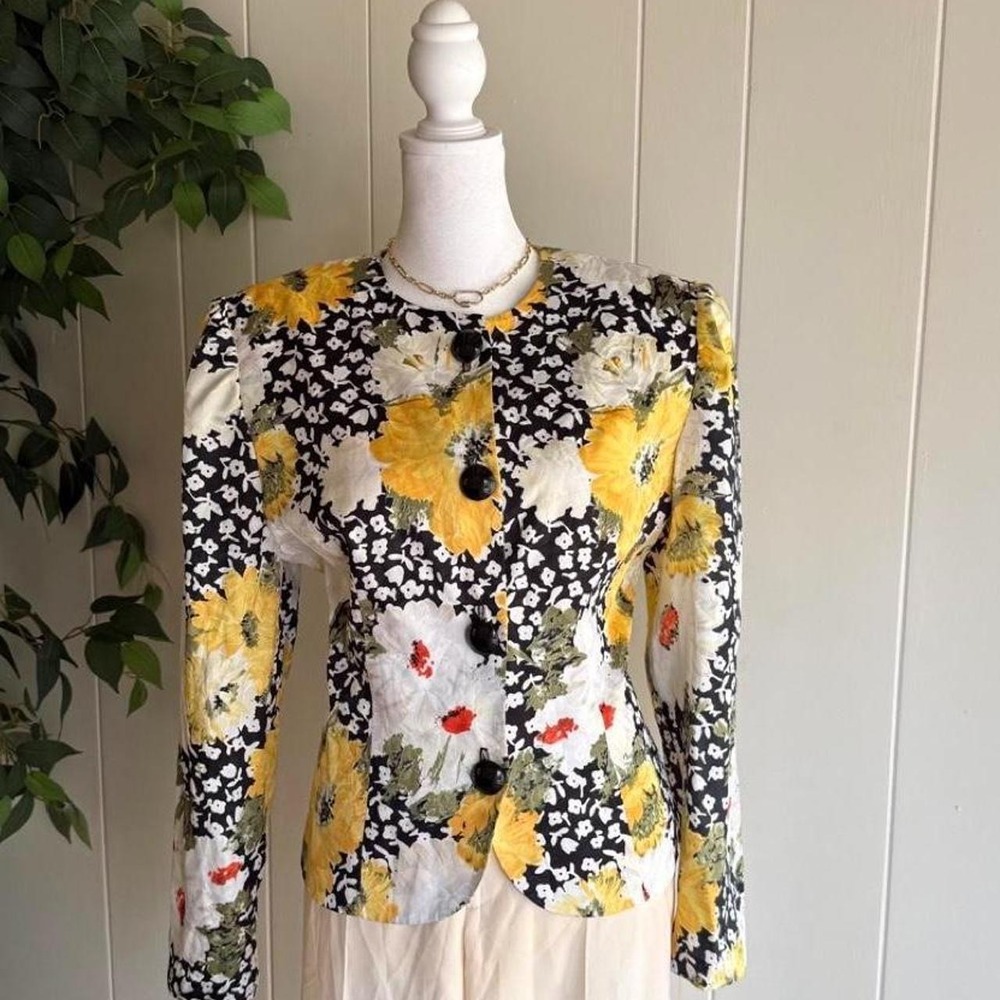 Vintage Krazy Kat Floral Button Down Long Sleeve Cotton Women's Size XL